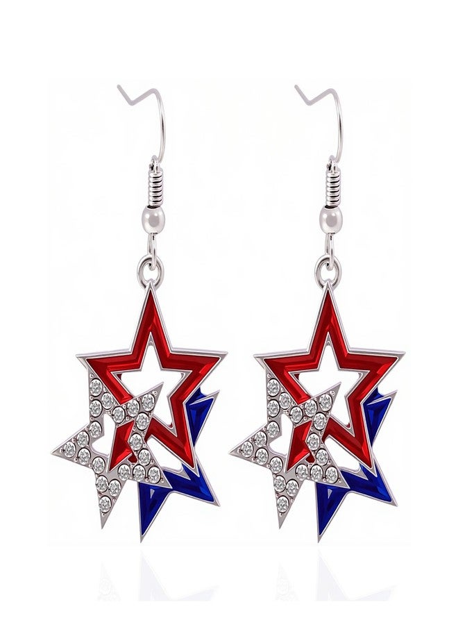 kepvrio 4th of July Earrings for Women Patriotic American Flag Earrings USA Dangle Earrings Red White Blue American Flag Dangle Earring Patriotic Independence Day Earring (A) - Image 1